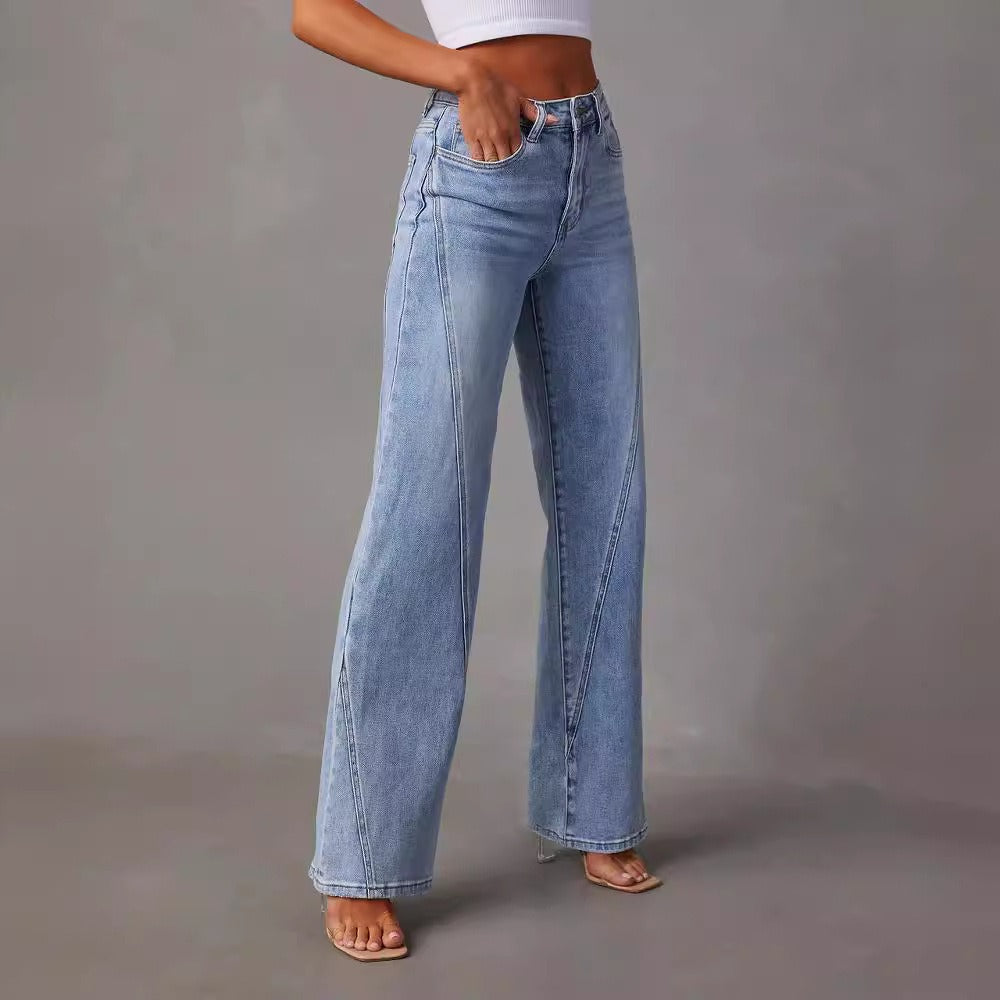 Loose patchwork wide leg jeans - runwayfashionista.com