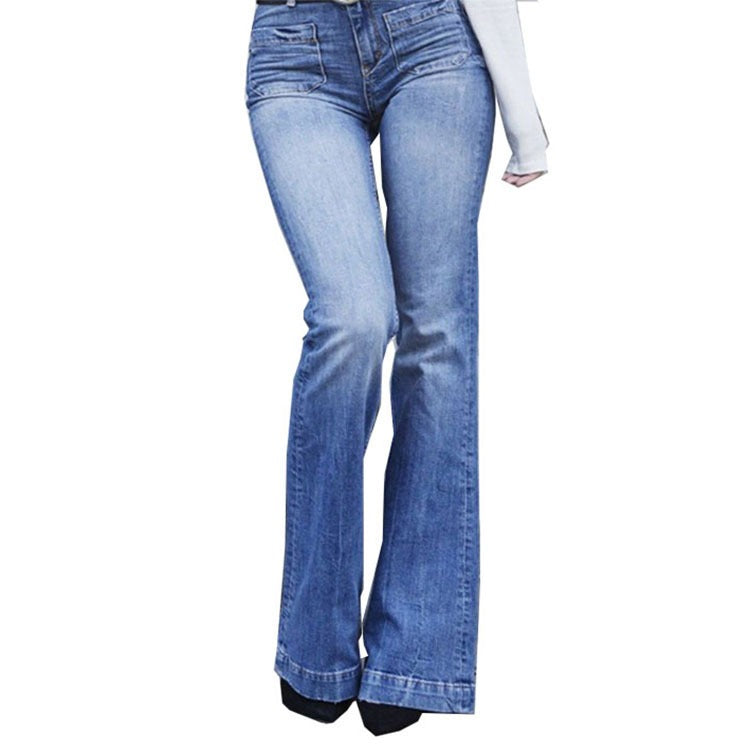 Flared Jeans Stretch Fashion - runwayfashionista.com