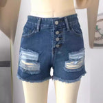Broken hole tassel denim shorts