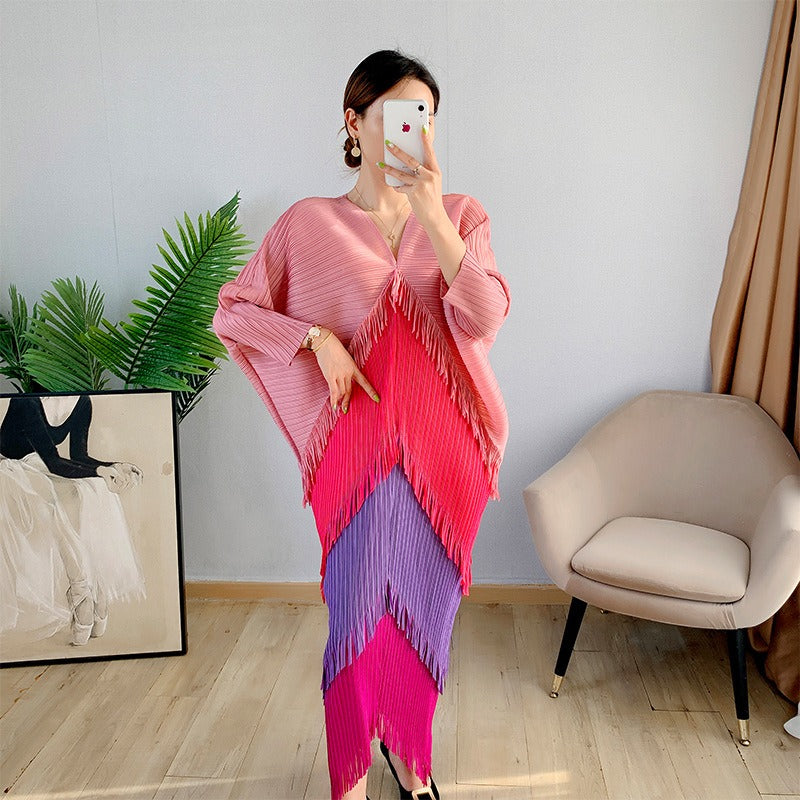 V Neck Batwing Sleeves Maxi Dresses