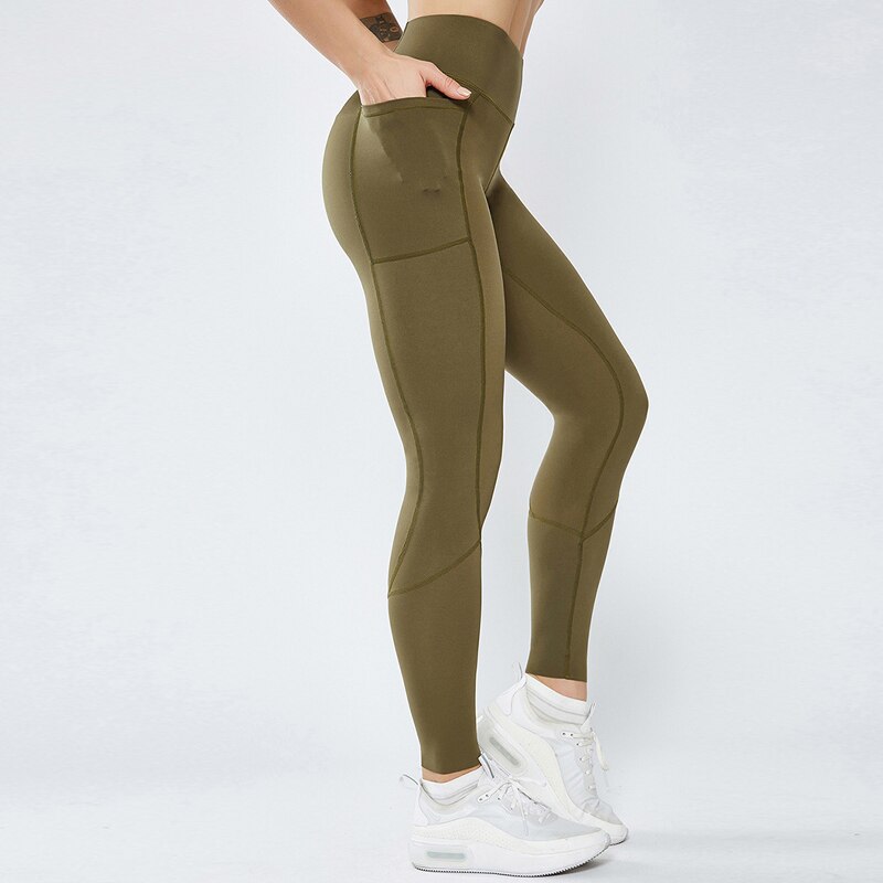 High Waist Side Pockets Leggings - runwayfashionista.com