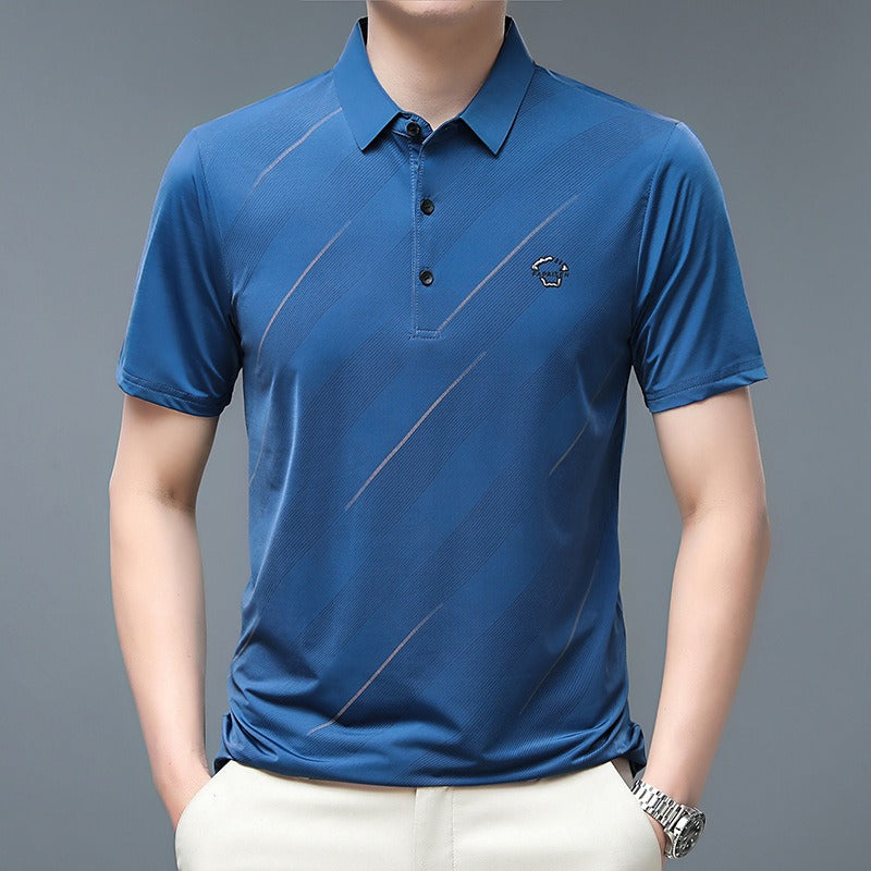 Flip collar ice silk POLO shirt - runwayfashionista.com