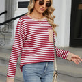 Pocketed Striped Round Neck Long Sleeve T-Shirt - runwayfashionista.com