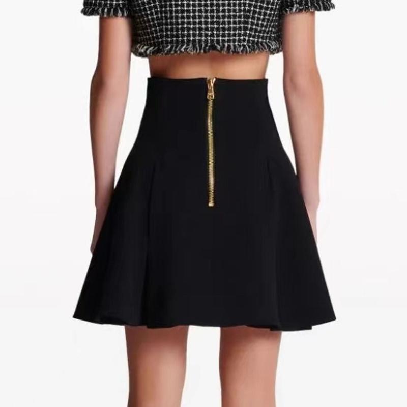 Black high waisted A-line skirt