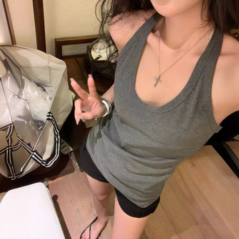 Sleeveless Basic Versatile Top - grey