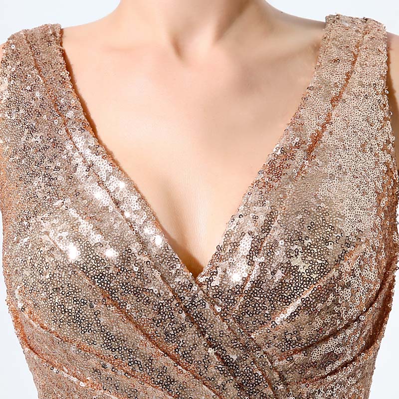 Rose Gold Sequin Bridesmaid Dresses - runwayfashionista.com