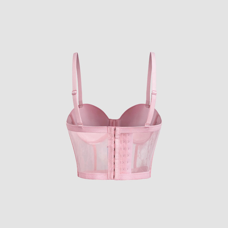 Bra Set Ultra-thin Mesh Fishbone Steel Ring Gathered Embroidered Underwear