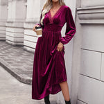 Luxe Velvet: Wine Red Lace Dress
