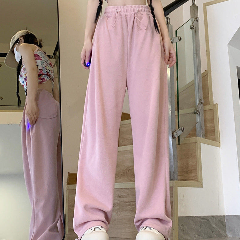 High-Waisted Mini Drawstring Casual Sports Sweatpants