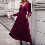 Luxe Velvet: Wine Red Lace Dress
