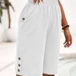 High-Waist Linen Straight Short Pants