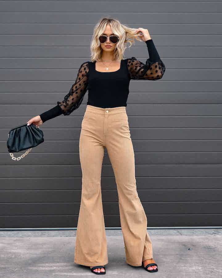 Corduroy High Waist Casual Pants - runwayfashionista.com