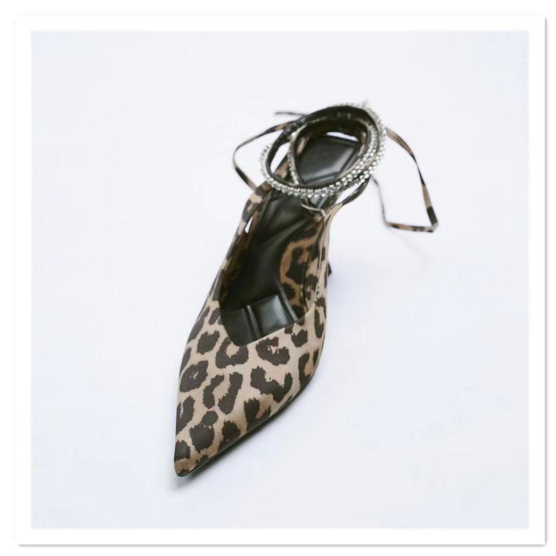 Leopard Strappy High Heels - runwayfashionista.com