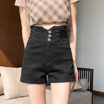 Casual Buttoned Denim A-Line Shorts