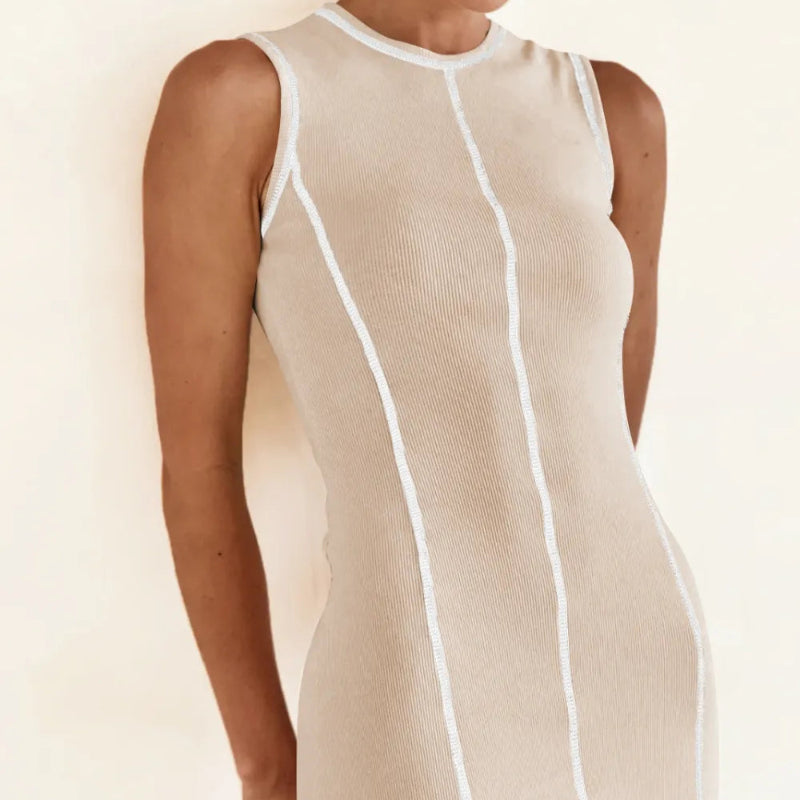 Contrast Stitching Maxi Tank Dress