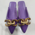 Button pointed flat bottomed wrapped half slippers - runwayfashionista.com