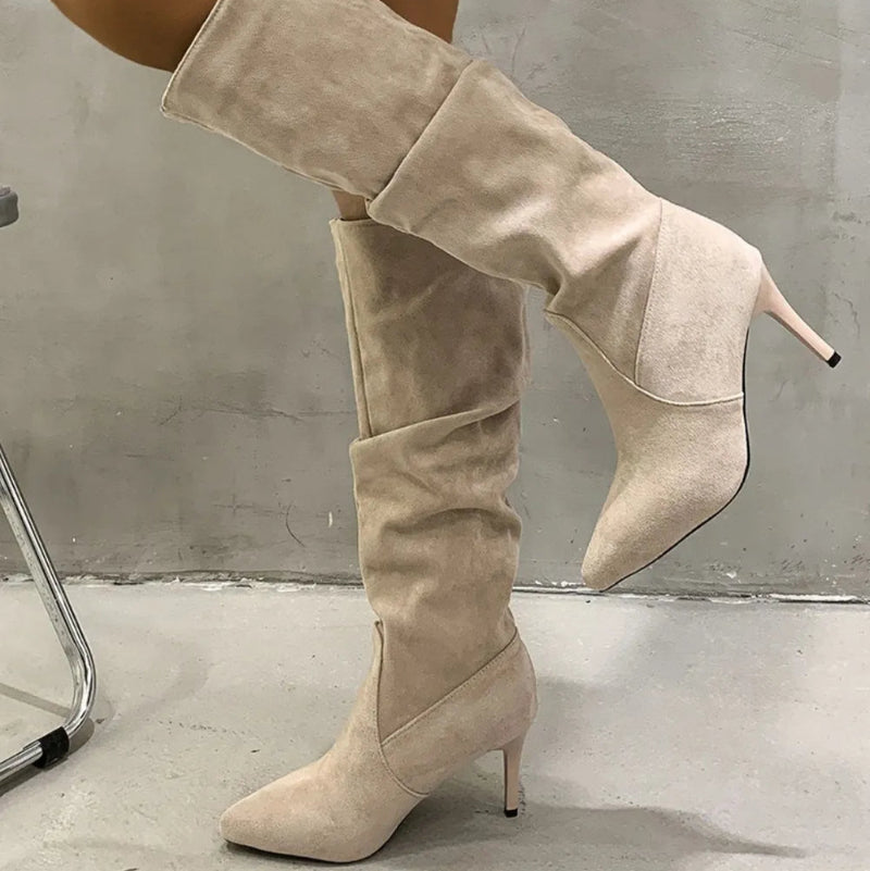 Pleated Pull-On High Heel Bootsrunwayfashionista.com