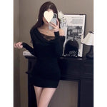 Seductive Off-Shoulder Long Sleeve Mini Dress