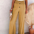 Decorative Button High Waist Pants - runwayfashionista.com