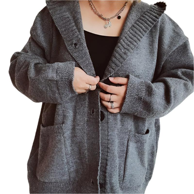 V-neck knitted cardigan - runwayfashionista.com