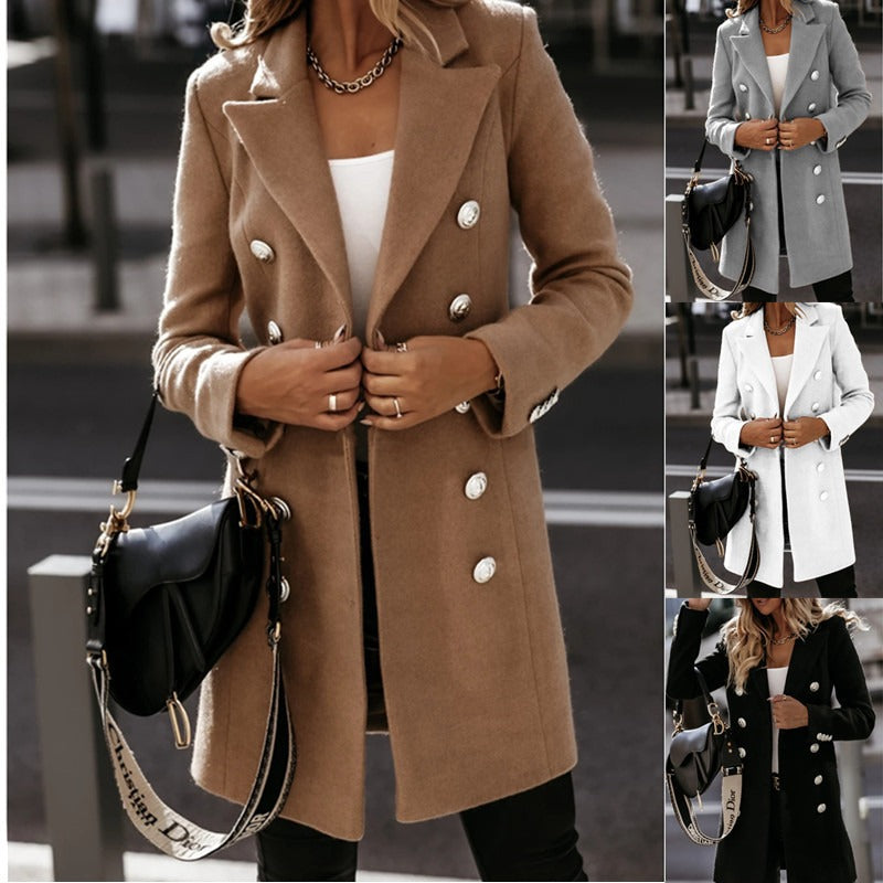 Long sleeved Double breasted Coat - runwayfashionista.com