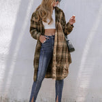 Plaid Button Up Long Sleeve Shacket - runwayfashionista.com