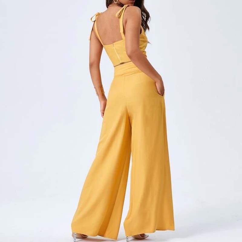 Wide Leg Casual Pants Two Piece Set - runwayfashionista.com