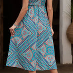Printed Spaghetti Strap Midi Dress -runwayfashionta.com