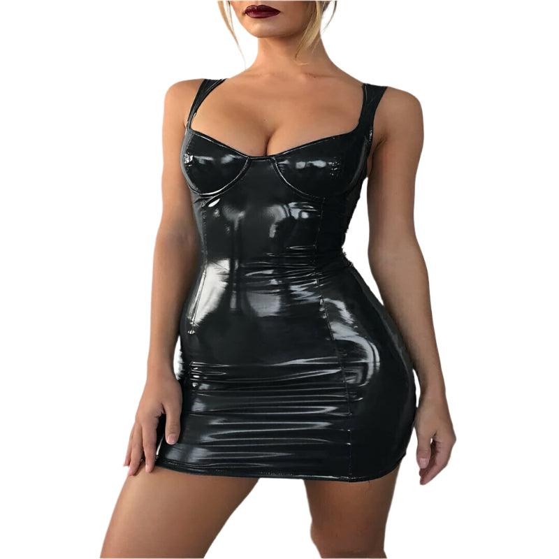 Faux Leather Bodycon Mini Dress