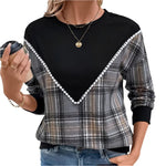 Plaid round neck long sleeve sweatshirtrunwayashionista.com