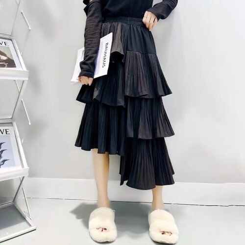 Shirring Cake Ruffles Skirts - runwayfashionista.com