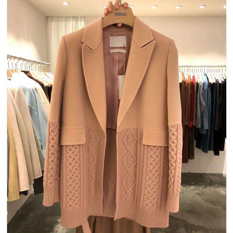 Long Sleeve Patchwork Lace Up Blazer - runwayfashionista.com