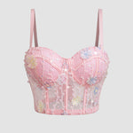 Bra Set Ultra-thin Mesh Fishbone Steel Ring Gathered Embroidered Underwear