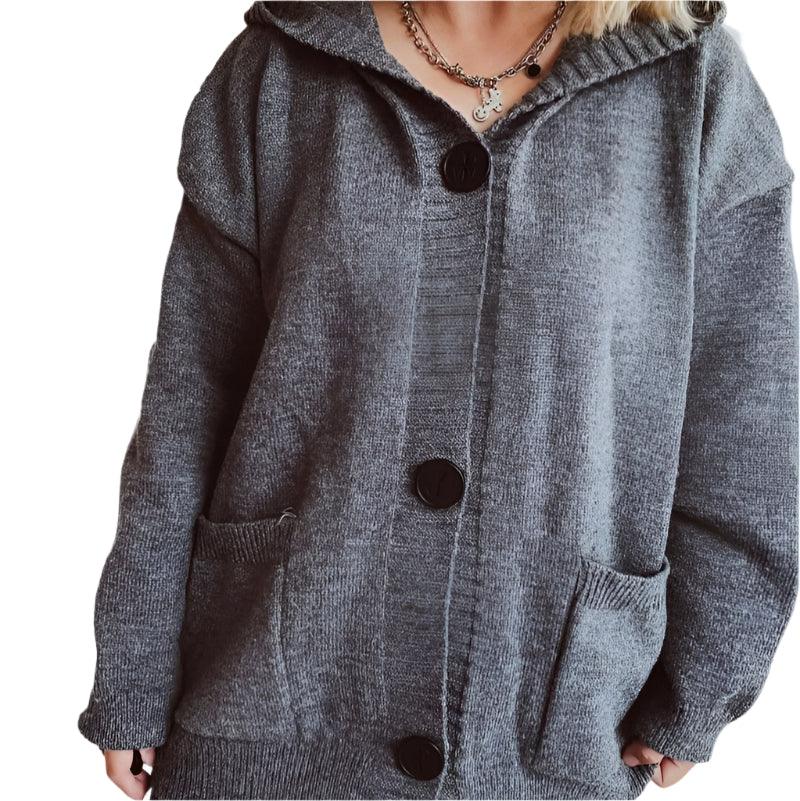 V-neck knitted cardigan - runwayfashionista.com