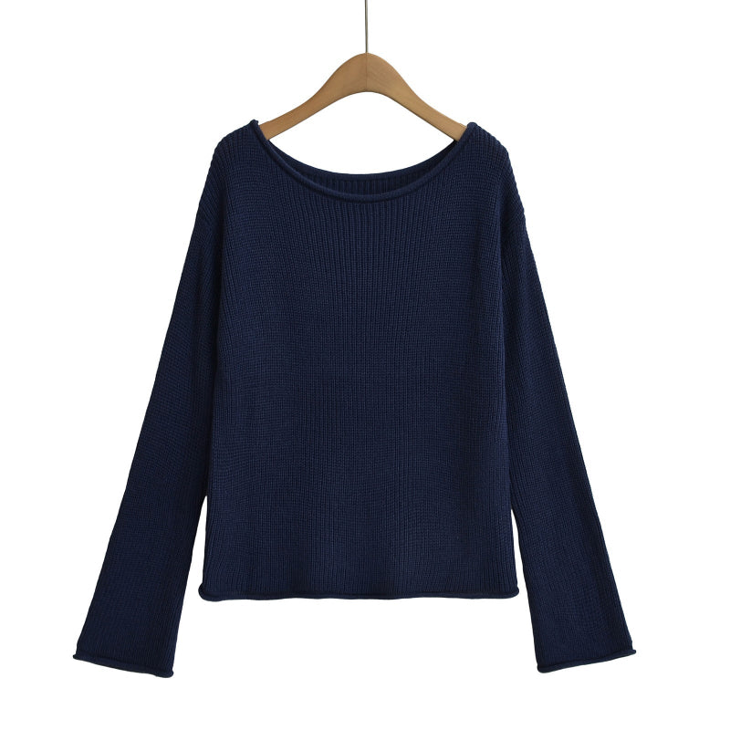 The Essential One-Shoulder Sweater: Elevated Office Style - navy blue