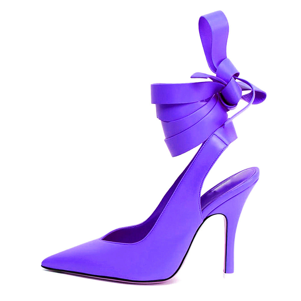 Pointed Toe Slingback Stiletto High-heeled Shoes - runwayfashionista.com