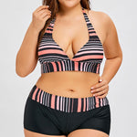 Striped Plus Size Plunge Bikini: Your New Beach Edge - runwayfashionista.com