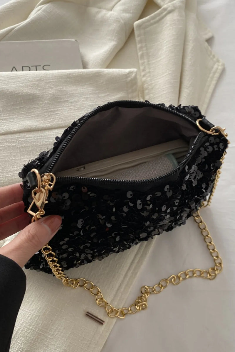 Sequin Removable Strap Shoulder Bag - Stylish & Versatile - runwayfashionista.com