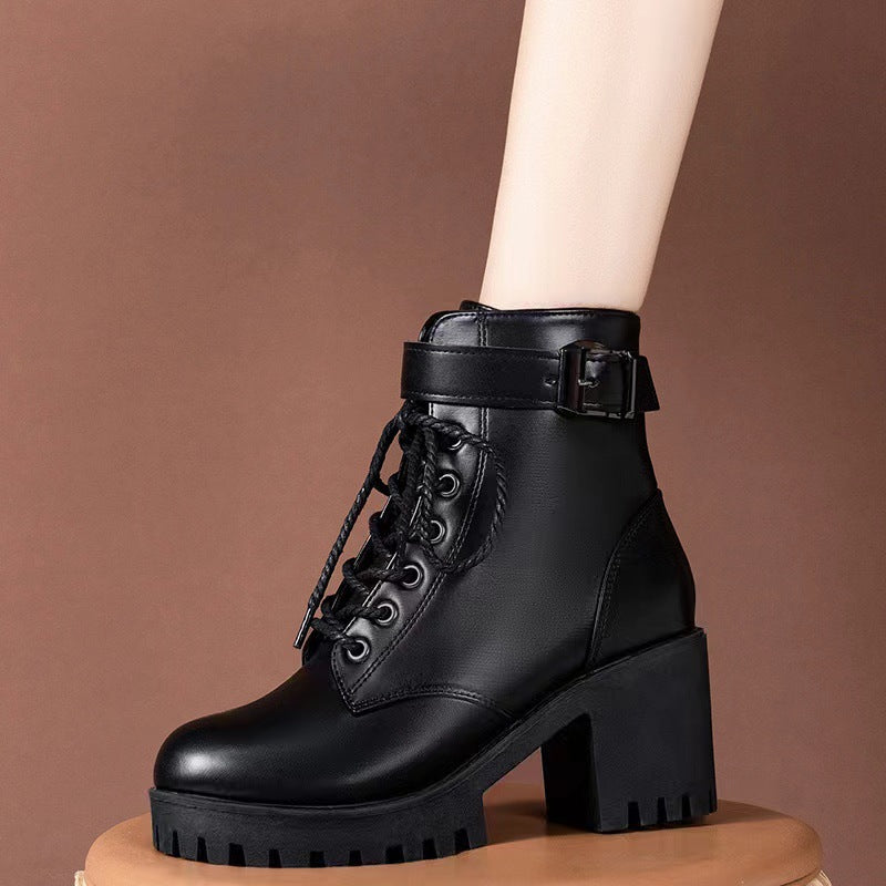 Lace Up Round Toe Boots