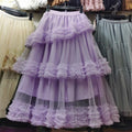 Multi-layer Fungus Edge Stitching Mesh Skirts - runwayfashionista.com