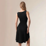 High-Low Round Neck Sleeveless Mini Dress