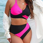 Contrast Color High Waist Tied Sexy Two-Piece Swimsuit