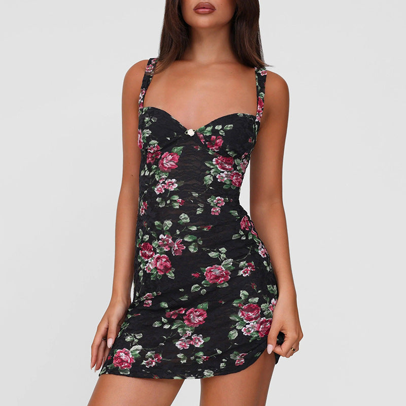 Lace Flower Hip Hugging Mini Dress