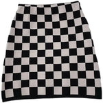 Checkerboard Plaid Knitted Hip Skirt
