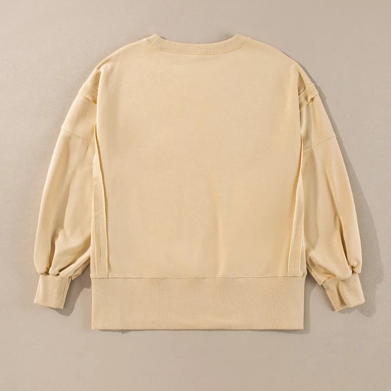 Round Neck Long Sleeve Sweatshirt - runwayfashionista.com