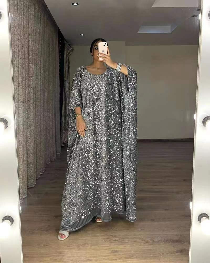 Sequined Short Sleeve Maxi Dress - runwayfashionista.com