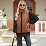 Pocketed Zip Up Turtleneck Vest Coat -runwayfashionista.com