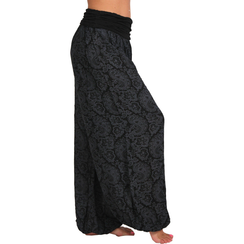 High-Waist Digital Print Wide Harem Pants