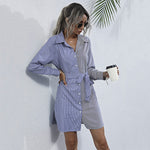 Bold Stripe Patchwork Shirt Dress: Commute Chic