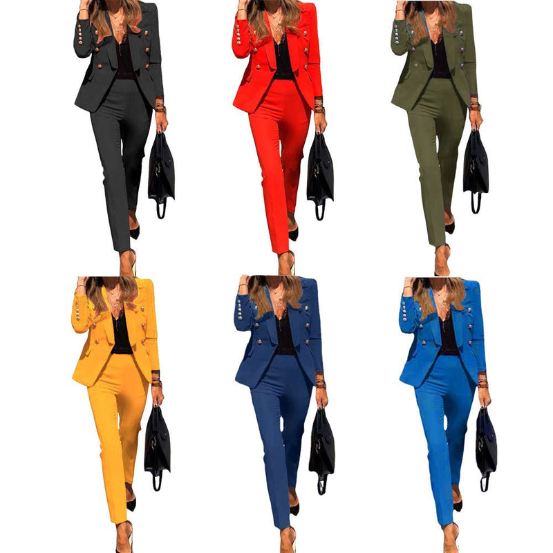 Solid Color Fashion Two Piece Suit - runwayfashionista.com